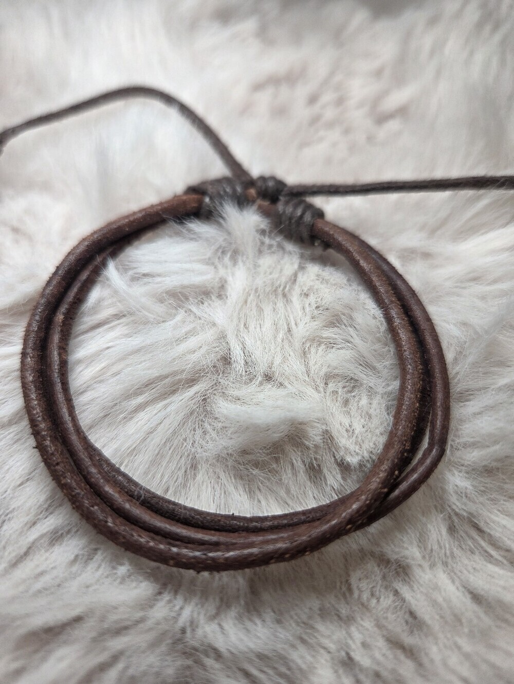 Plunder Brown Multi-Strand Leather Cord Bracelet Western Boho Pull Cord One Size